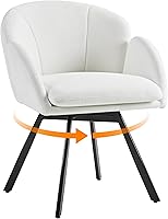 Yaheetech White Swivel Accent Chair with Flower Chenille Fabric, 360° Swivel Base & Padded Seat for Living Room, Bedroom, Office