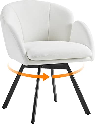Yaheetech Swivel Accent Chair, Vanity Chair no Wheels, White