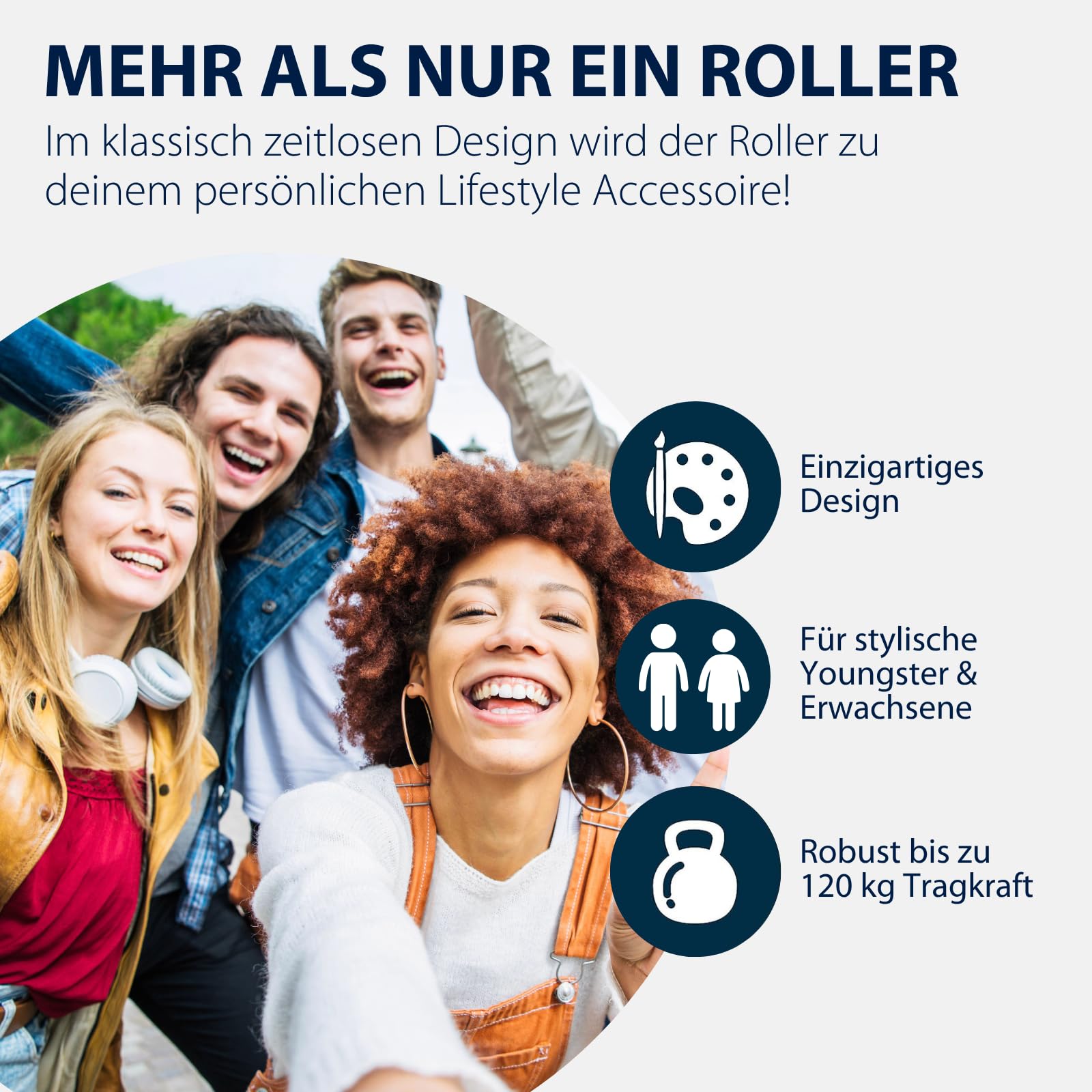 HUDORA BigWheel Air 230 Scooter - Tretroller mit/ohne Handbremse - Stabiler Aluminium-Roller mit Luftbereifung - Höhenverstellbarer Cityroller für bis zu 120kg