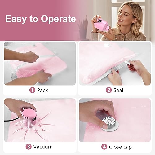 Miniatura 7 de Vacuum Seal Bags for Clothing Travel, 16 Pack Space Saver Vacuum Storage Bags with Electric Pump,Portable Compression Sealer for