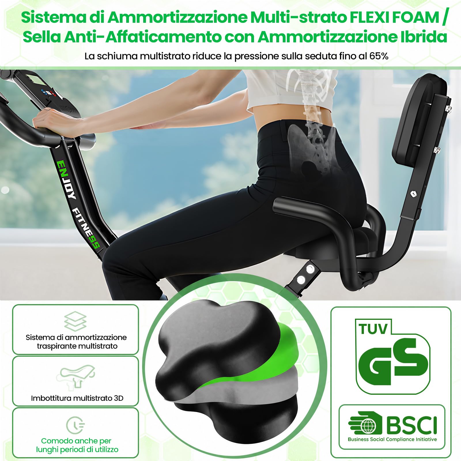 2026 Cyclette Pieghevole Silenziosa 3 in 1, Dotata di 10 Livelli di Resistenza Magnetica, Monitor LCD, Fascia Elastica e Sella Comoda