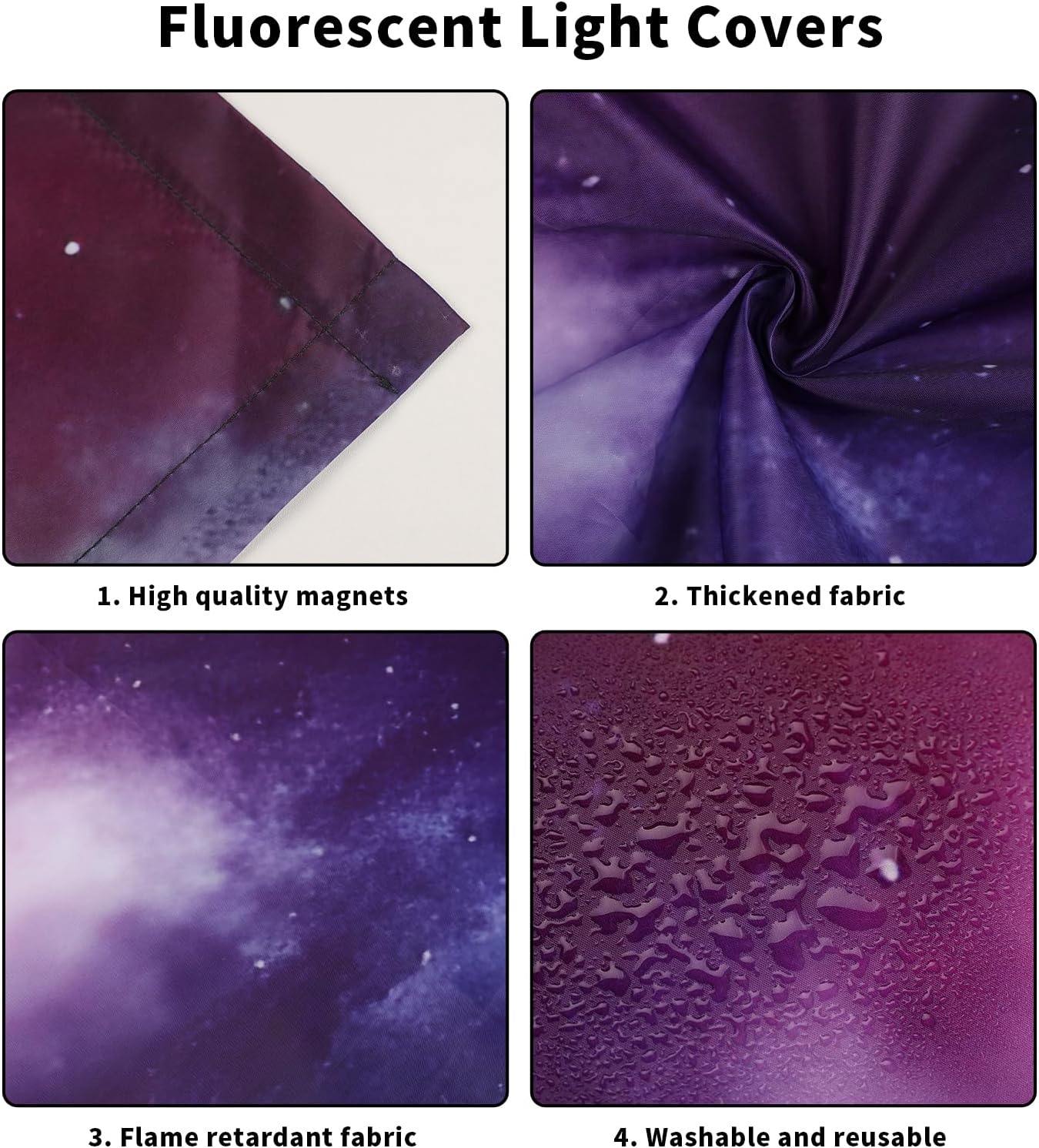 4Pcs Fluorescent Light Covers for Ceiling Lights,4x2 Feet Magnetic Light Covers,Drop Ceiling Lighting Covers Decor for Office,Kitchen,Classroom,Home,Hospitals (Nebula)