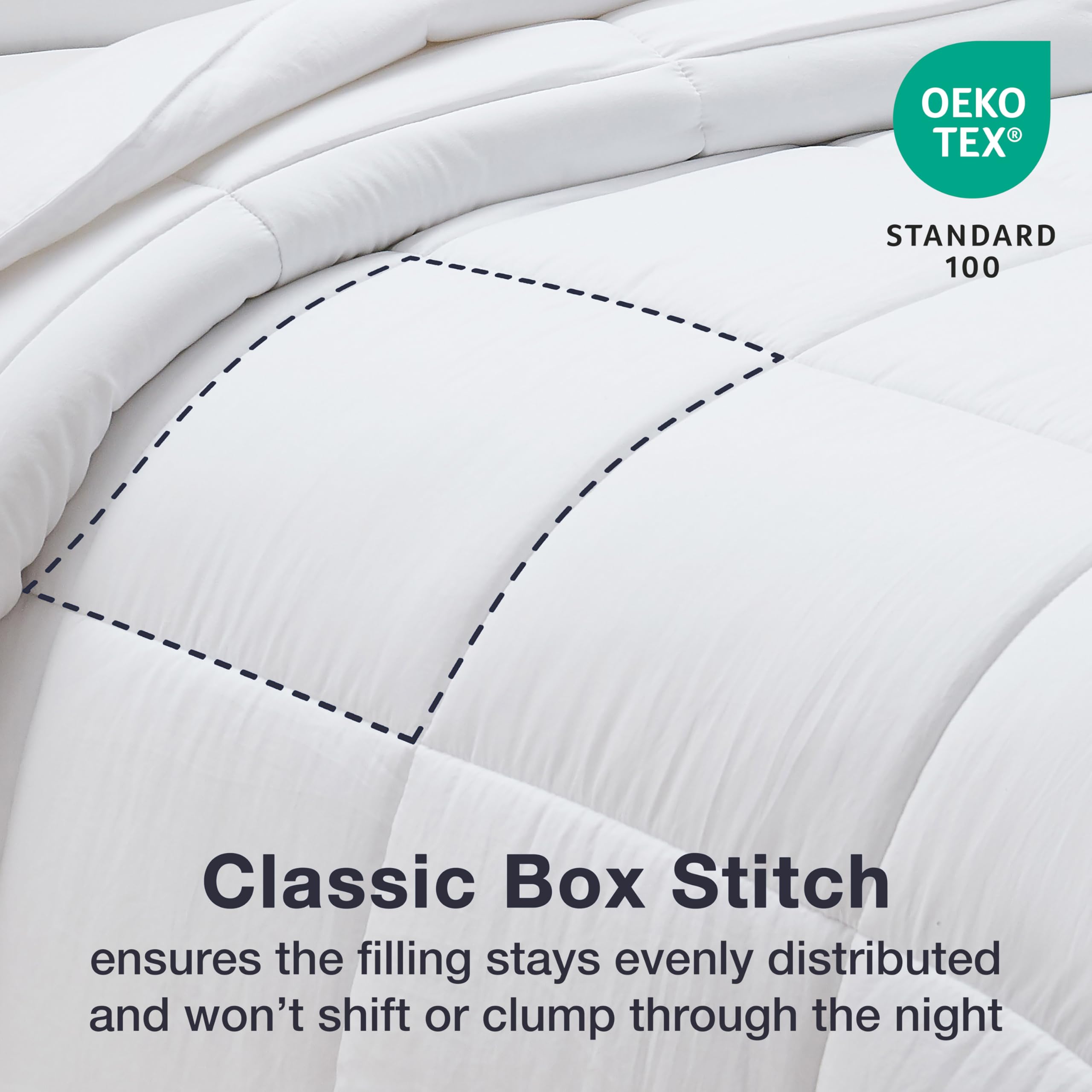 CASUAL LIVING Duvet Insert Full Comforter Cooling Blanket Lightweight Hypoallergenic Reversible White Comforter with Box Stitching Fluffy Bedding Down Alternative Machine Washable, Full, White