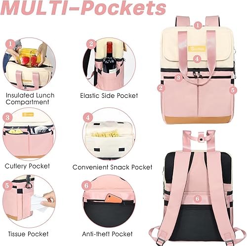 Miniatura 6 de Scothen Mochila Enfriadora con Doble Cubierta y 12 Paquetes de Hielo - Mantiene 36 Latas Frías por Hasta 24 Horas - Mochila Enfriadora Aislada