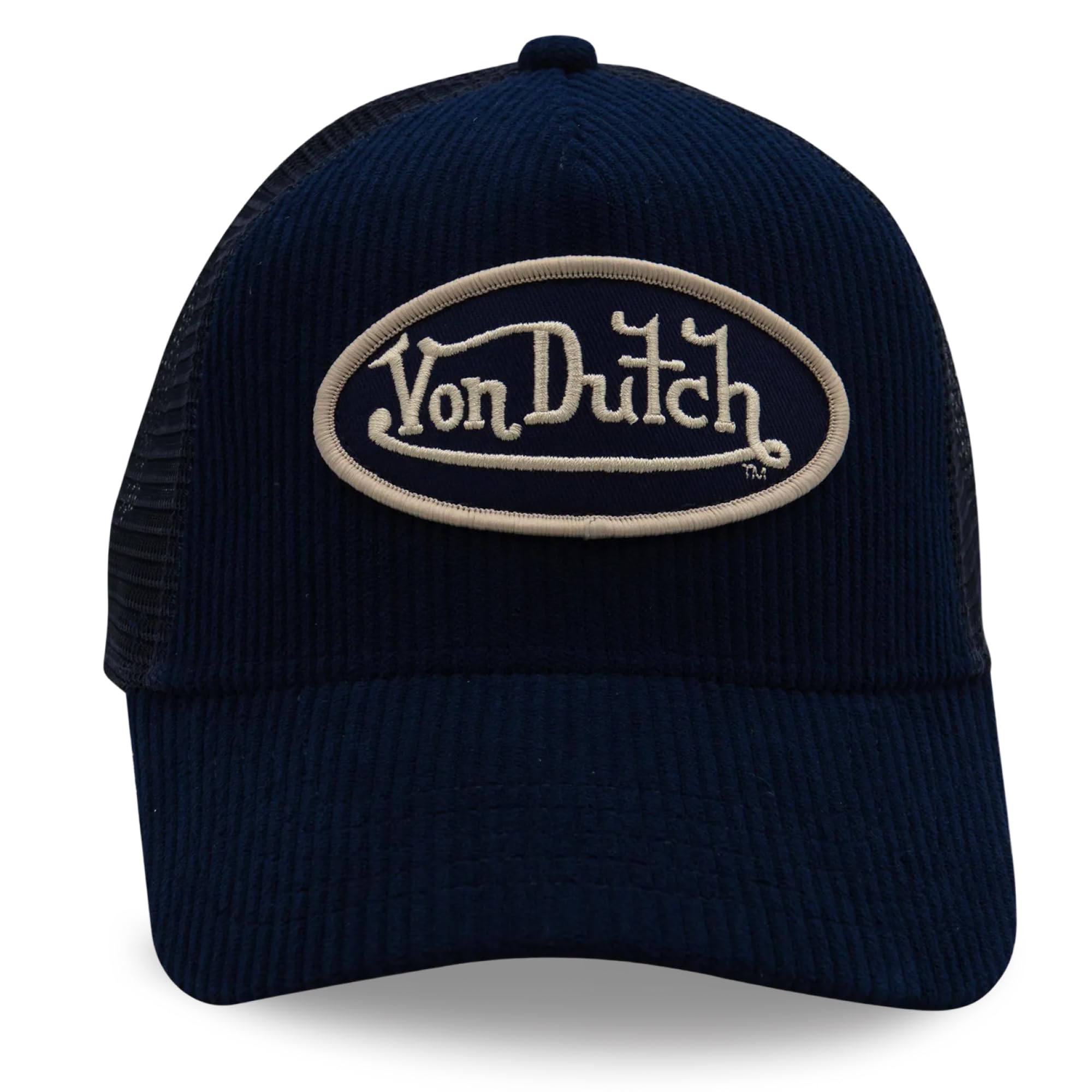 Von Dutch Cordutch Trucker Hat, Baseball Cap for Men and Women, Mens Caps with Adjustable Snapback Closure, Men's Hats & Caps, Accessories, Gifts, Navy, One Size