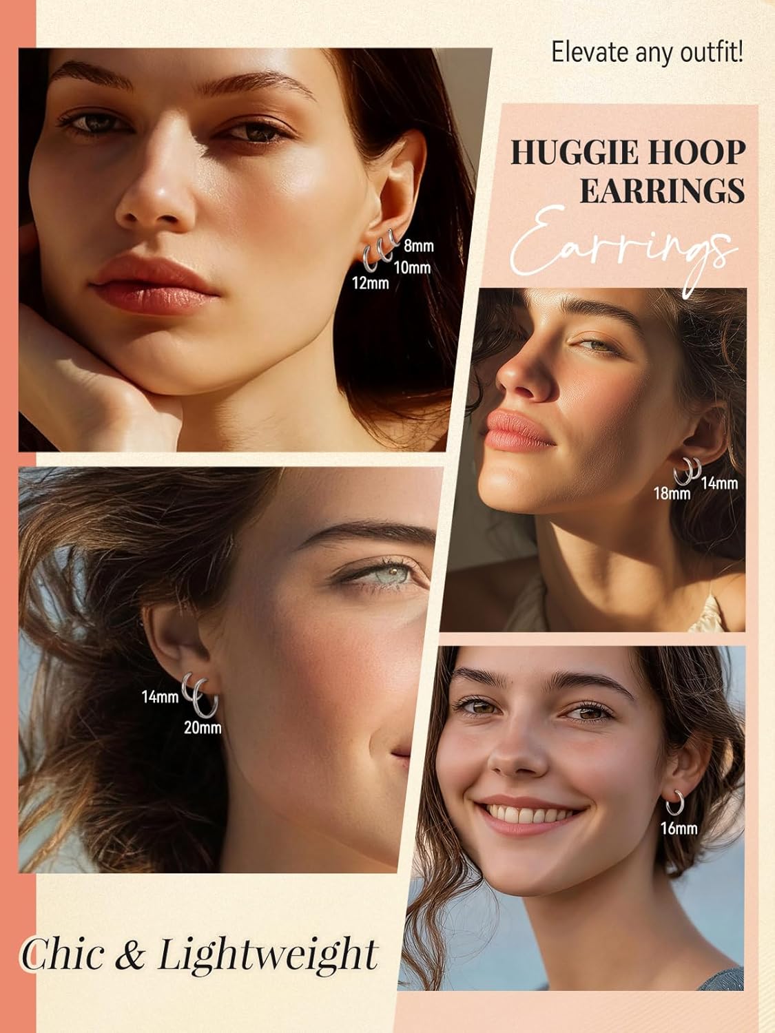 FaithHeart Sterling Silver Hoop Earrings for Women, Hypoallergenic Huggie Hoop Earrings Lightweight Small Cartilage Earrings Hoop Earring Dainty Everyday Earrings 6/8/10/12/14/15/16/18/20mm - Image 3