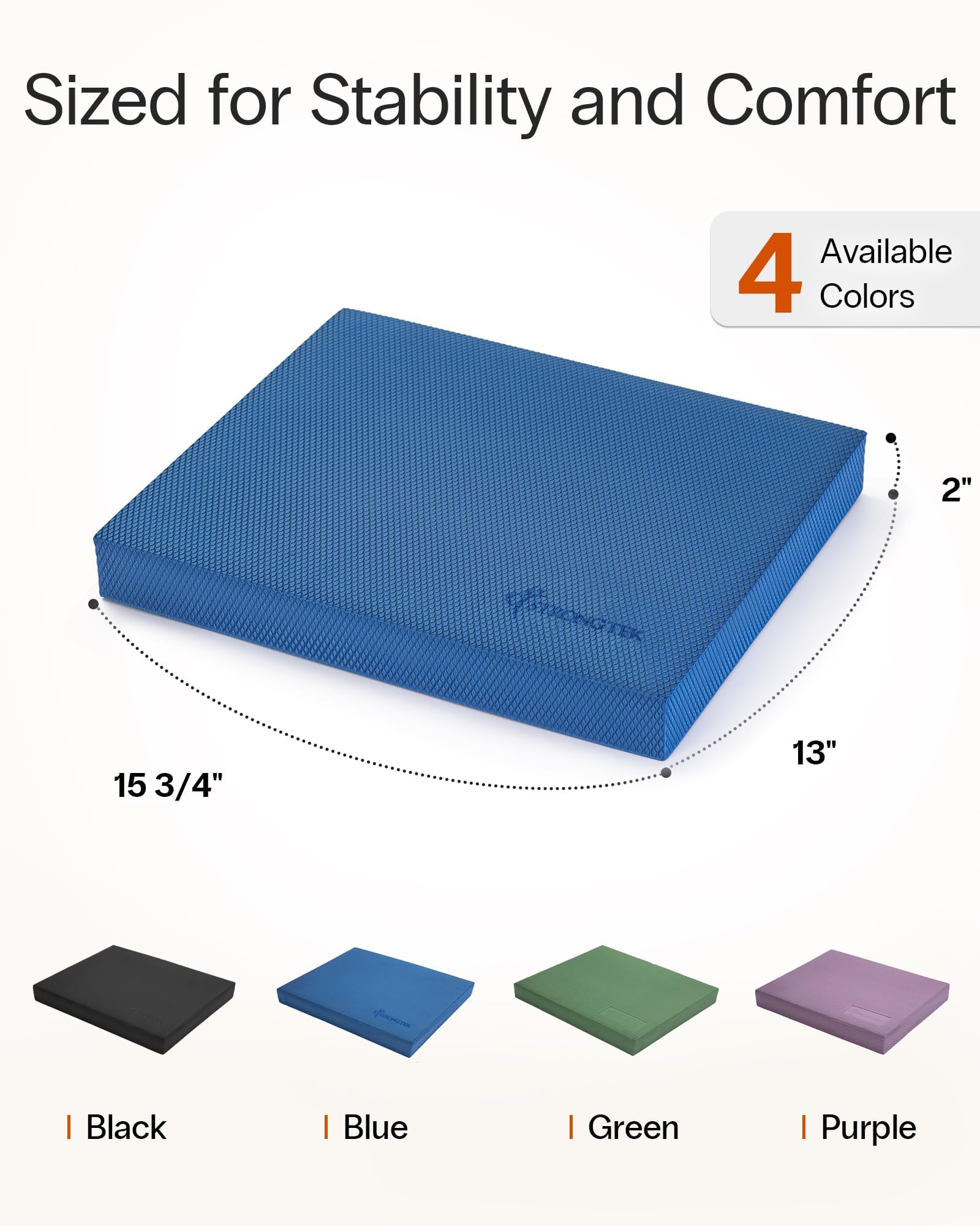 StrongTek Cuscinetto professionale in schiuma per esercizi di equilibrio, 40,1 x 33 x 5,1 cm, in schiuma TPE ad alta densità, antiscivolo e resistente all'acqua, per allenamento dell'equilibrio,