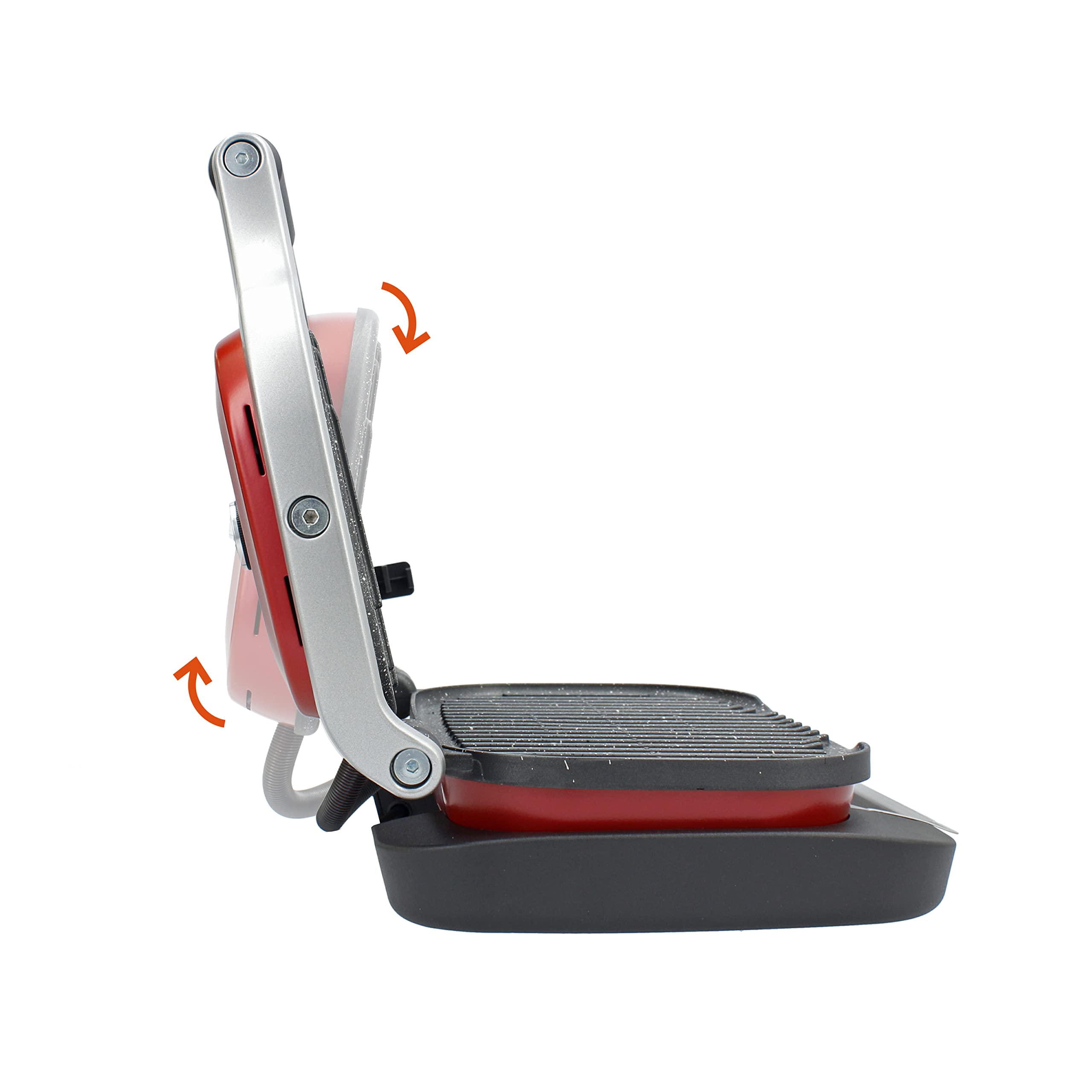 TM Electron TMPGR003RED grill eléctrico estilo retro, calentamiento rápido, revestimiento antiadherente de 5 capas, control de altura y temperatura, bandeja de residuos extraíble, 1300W