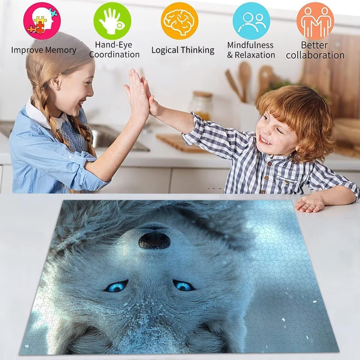 Puzzle Erwachsene 2000 Teile Wolf Tier Educa Jigsaw für Kinder ab 8 Jahren Mädchen Jungen, Erwachsene Impossible Klassische Puzzles Schwer, Anspruchsvoll Spielspaß, Als Familienspiel 70x99cm t-414