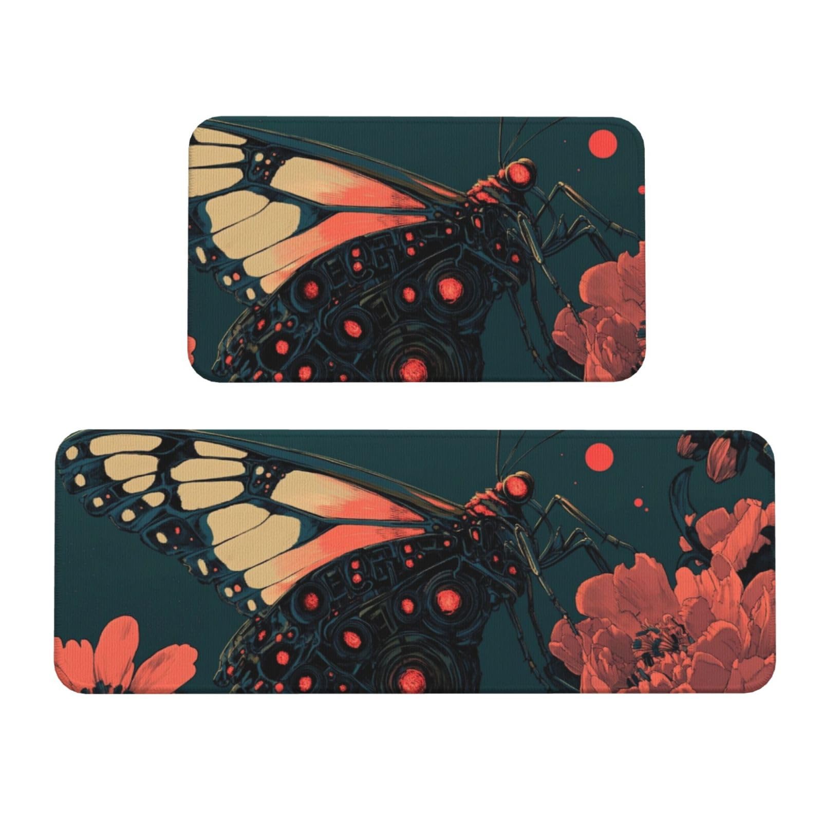 Tapetes de cocina acolchados con mariposas para decorar el suelo del fregadero con gran confort