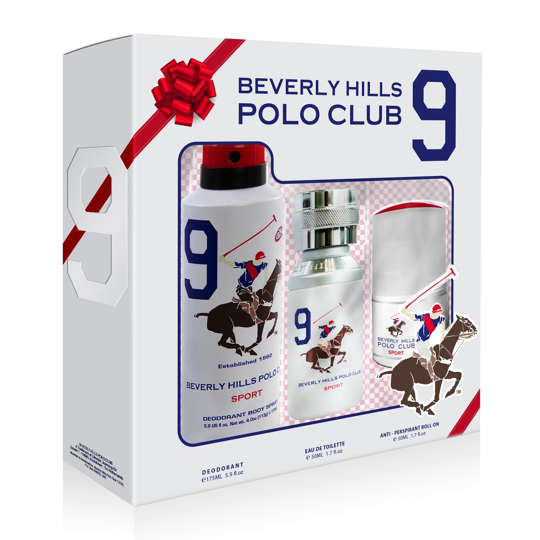 Beverly Hills Polo ClubSport No.9 3PCS Gift Set for Men EAU DE TOILETTE 50ml + Sport Deodorant 175ml + Anti - Perspirant Roll On
