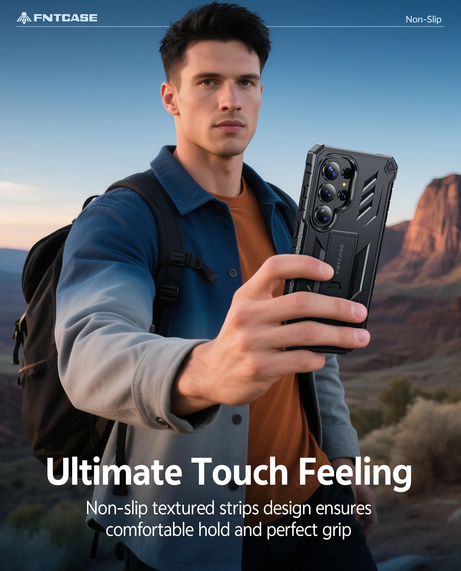 FNTCASE Etui do Samsung Galaxy S26-Ultra: z podpórką | 2 przednie ramki | wbudowana osłona ekranu klasy wojskowej ochrona przed upadkiem wytrzymałe etui ochronne na telefon do S26 Ultra 16.9 cm czarne