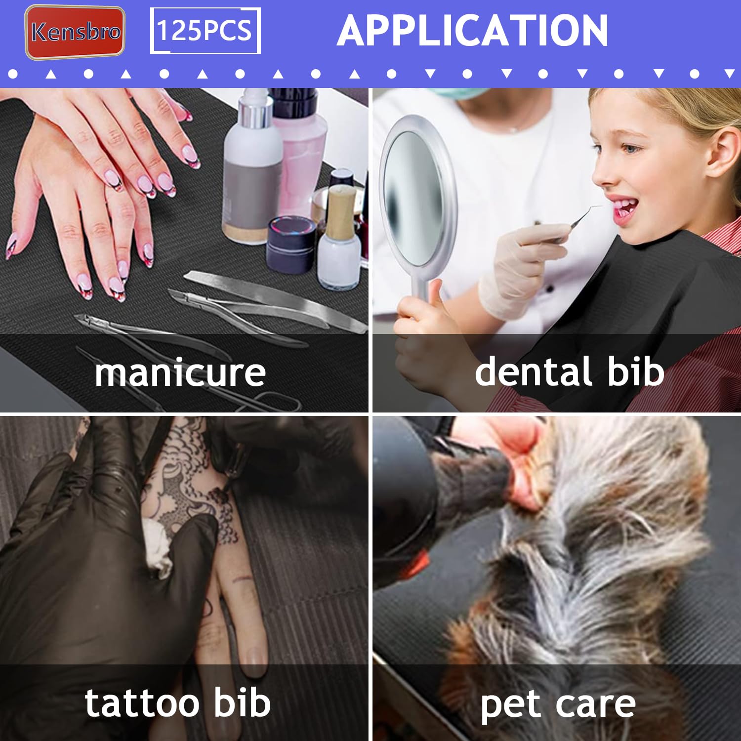 Bavaglini Dentali, Tovaglia Monouso Tatuaggio, Tampone per Tatuaggi, Bavaglini Dentali 125 Pezzi, Bavaglini Dentali Usa e Getta, Tovagliette Idrorepellenti Tattoo a 3 Strati, 45 x 33 cm