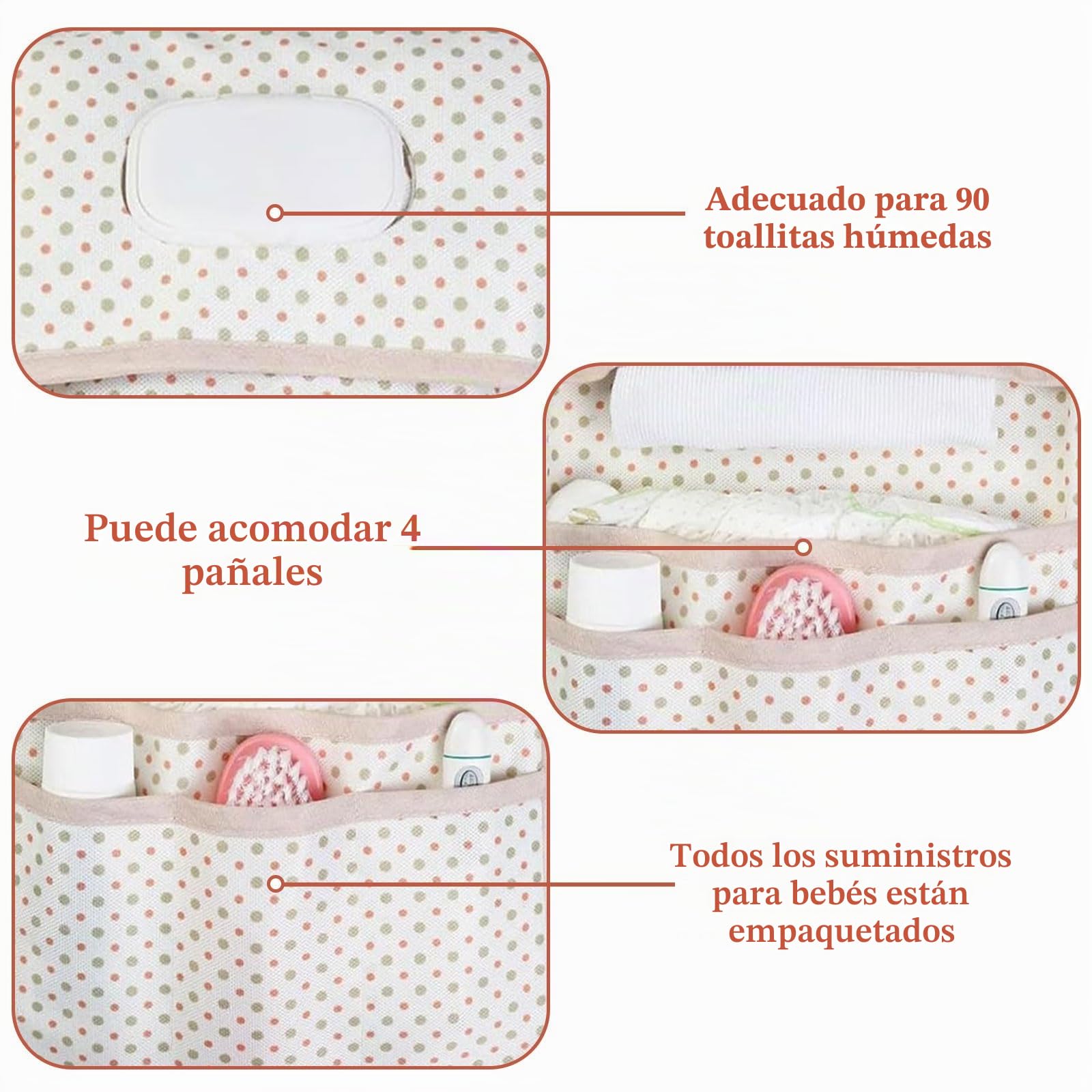 Bolsa de pañales organizador y neceser de cosméticos, 2 en 1, bolsa de pañales pequeña, organizador de pañales para mamá y viajes (erizos)