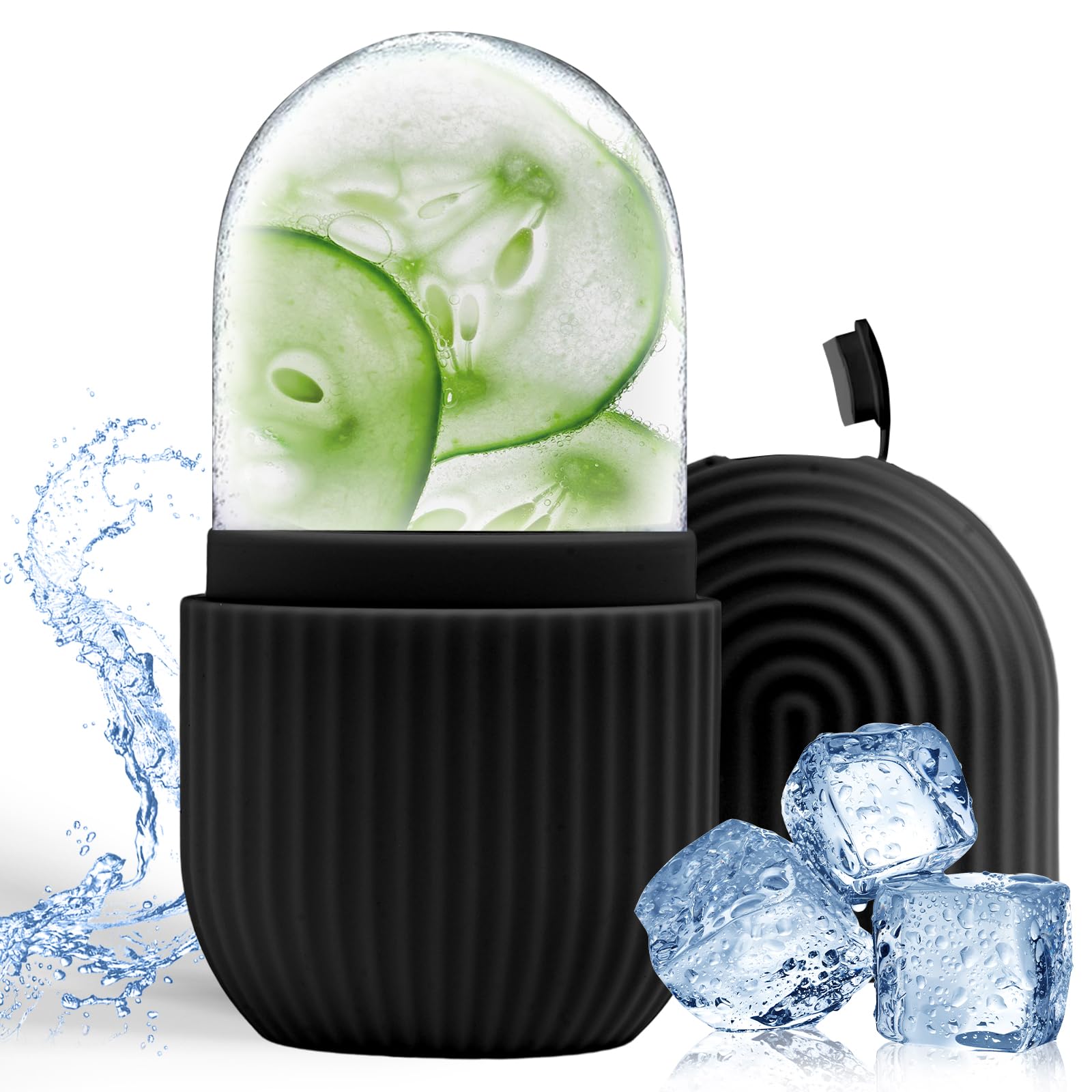 flintronic Ice Face Roller, silikonowy wałek do lodu, wielokrotnego użytku, narzędzia do pielęgnacji skóry dla jędrnej skóry, minimalizują linie oczu, rozjaśnia twarz (czarny)