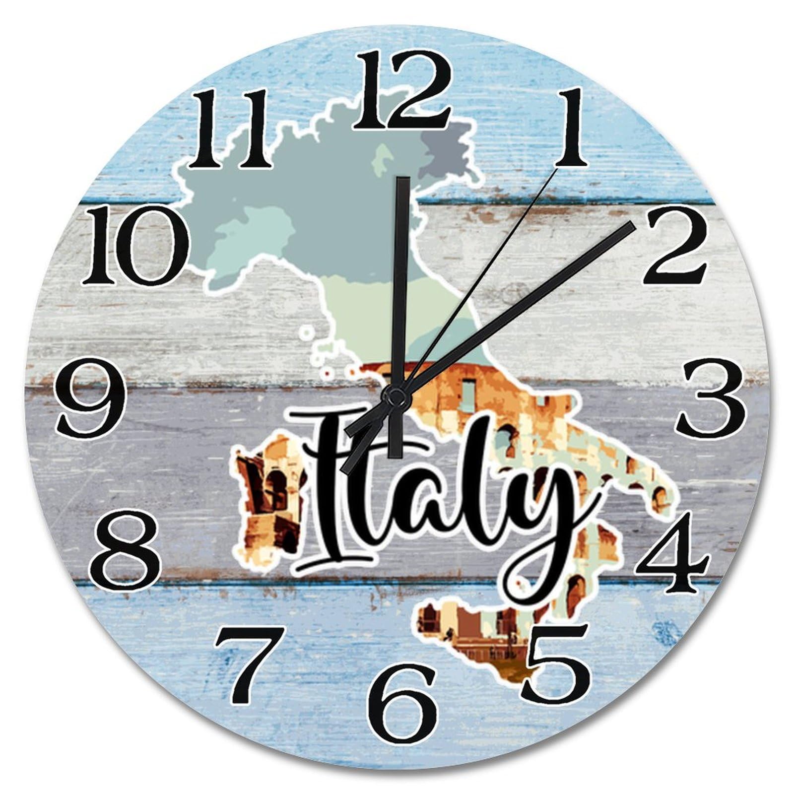 Grande horloge carte Italie vintage pour decoration murale ferme