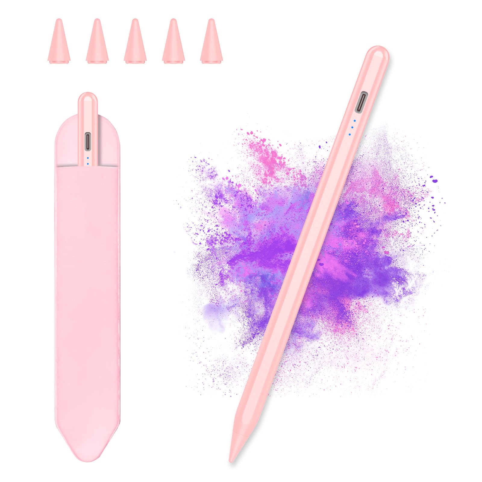 KBCASE Penna per Apple iPad 2018-2025 Pencil per iPad con Ricarica Rapida & Palm Rejection & Sensibile all'inclinazione per iPad A16 11/10/9/8/7/6,Air M3/M2/5/4/3,Mini 7/6/5,Pro M4 13"/12,9"/11"