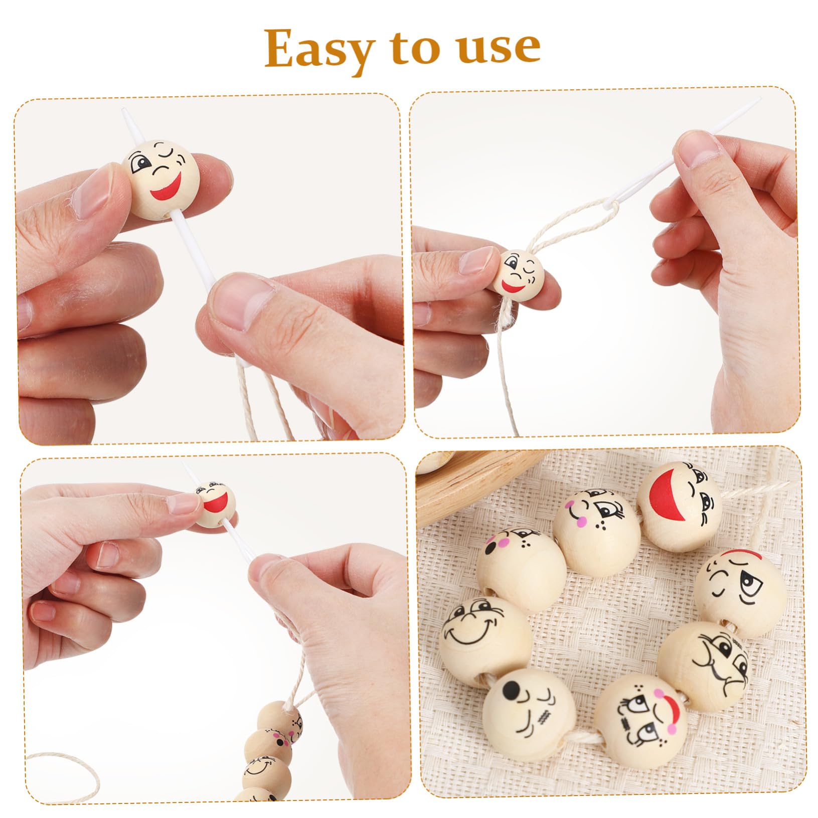 80 piezas Cuentas de Madera con Cara Sonriente para Manualidades y Pulseras DIY con Abalorios Naturales para Hacer Collares y Regalos Creativos