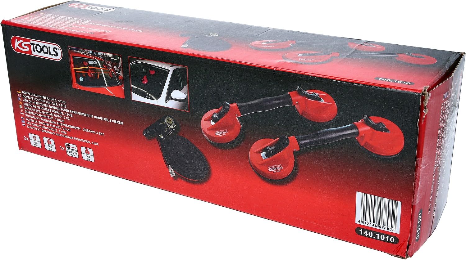 KS Tools 140.1010 Jeu de ventouse doubles pour Vitre ou pare-brise et sangle