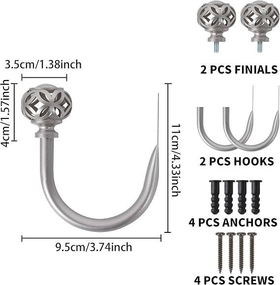 Meplait 2 Pack Curtain Holdbacks, Coin Lantern Curtain Holdbacks Curtain Tie Backs Hooks Wall Mounted Curtain Tiebacks Curtain Holders for Drapes (Silver)