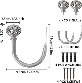 Meplait 2 Pack Curtain Holdbacks, Coin Lantern Curtain Holdbacks Curtain Tie Backs Hooks Wall Mounted Curtain Tiebacks Curtain Holders for Drapes (Silver)