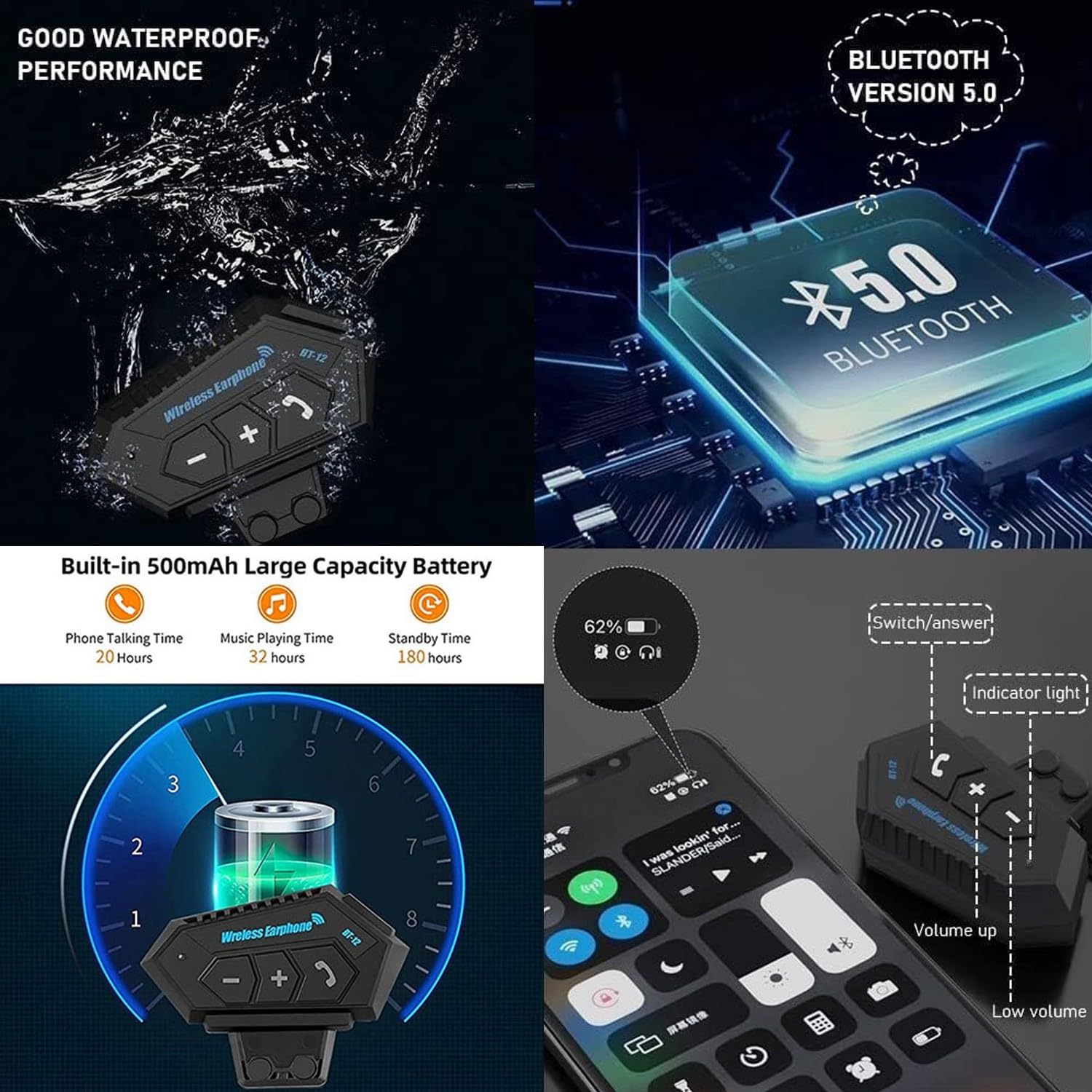 Klapphelme Bluetooth Modulare Helme Erwachsene Motorrad Integrierter Bluetooth-Helm Mit Doppelvisier Modulare Integralhelm Herren Und Damen Motocrosshelme ECEDOT Zertifizierter