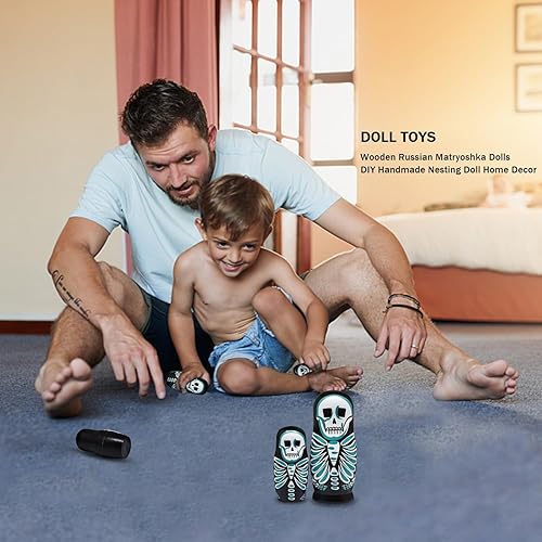 Miniatura 6 de HYCLES Muñecos de anidación ruso Matryoshka de madera apilables para niños, juguetes hechos a mano para niños, decoración de cumpleaños de Navidad,