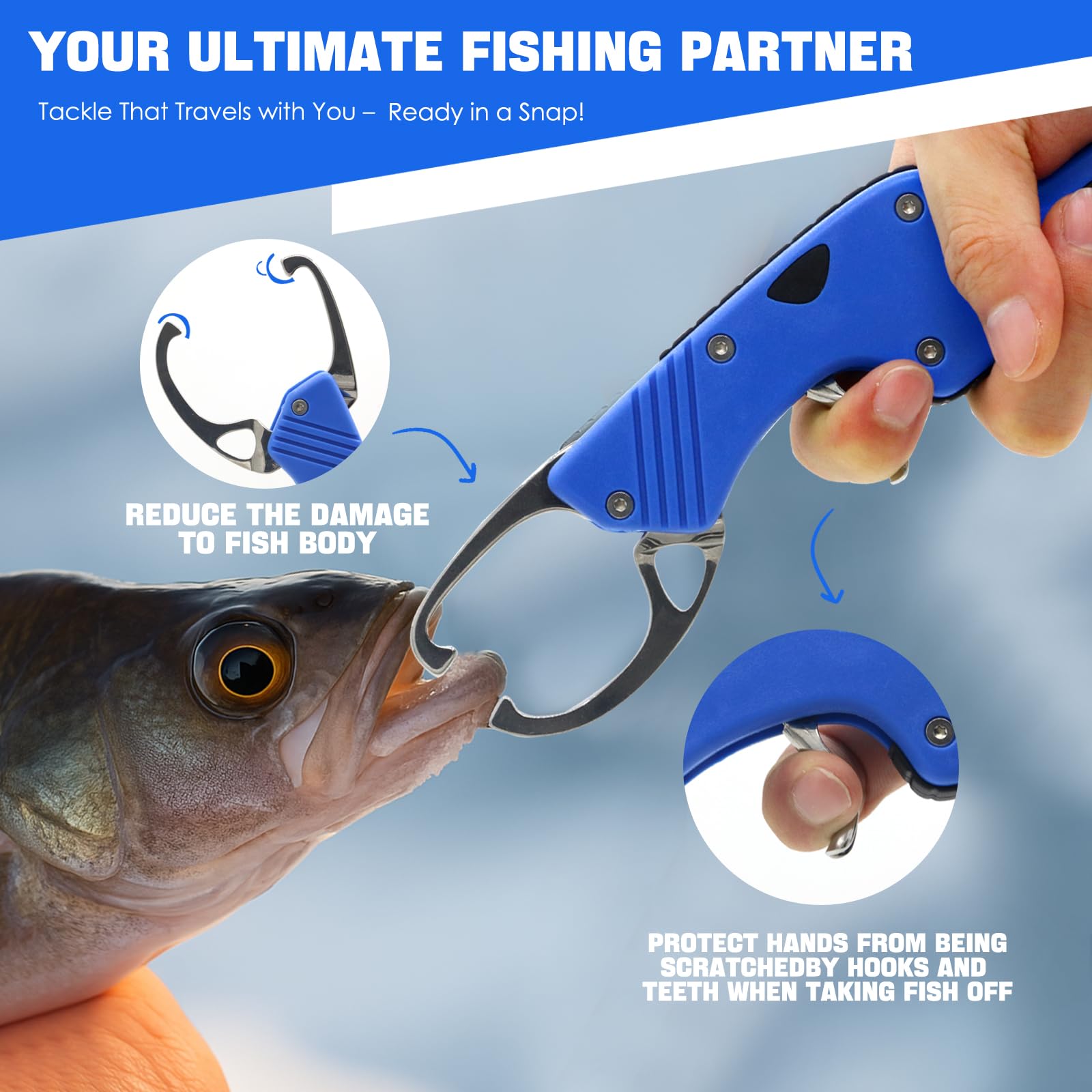 Fish Lip Grabber Floating Fish Gripper, Fishing Grabber, Catfish