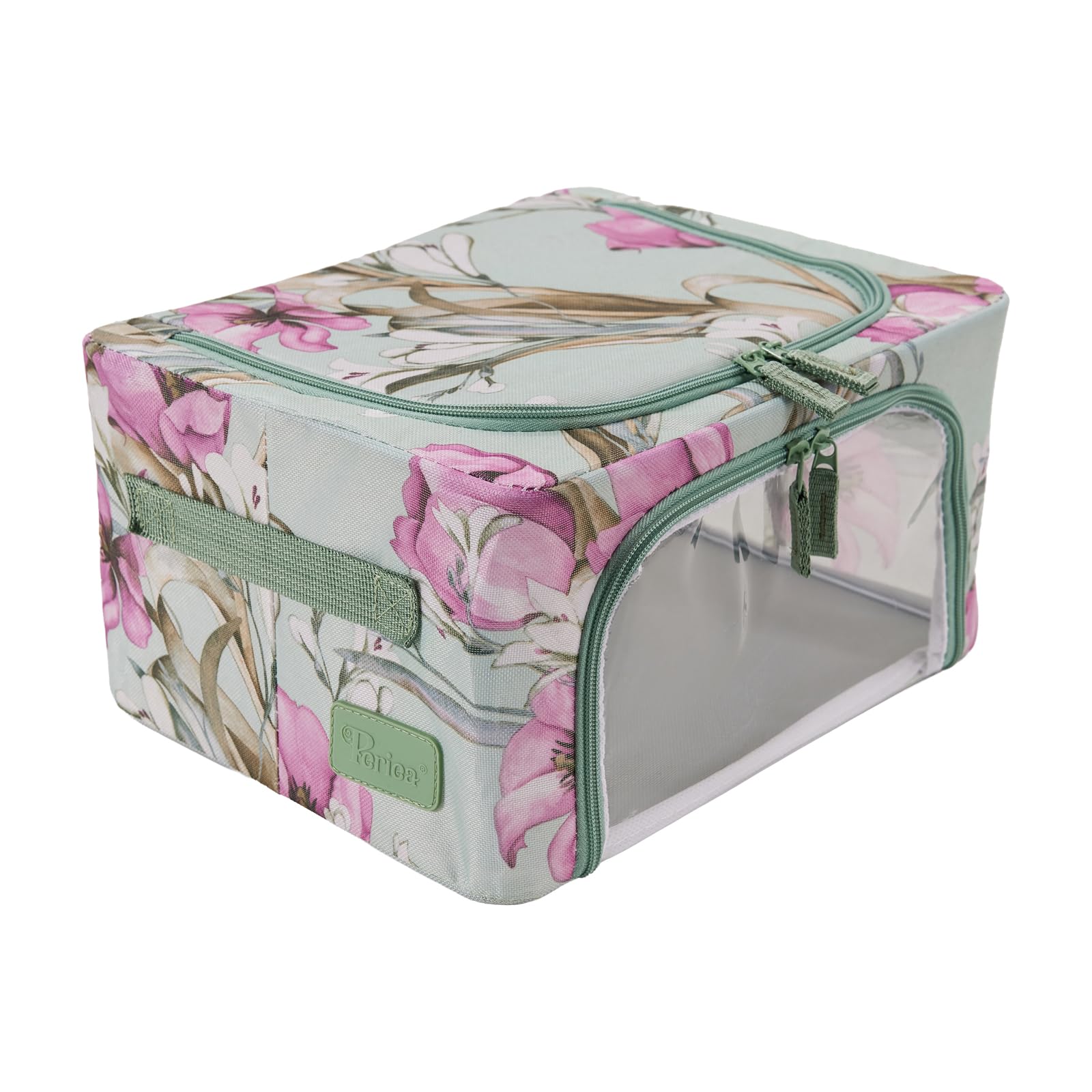 Periea ‘Beau’ Folding Collapsible Stackable Fabric Home Storage Boxes with Steel Frames (Black Grey Floral, Large) — view 119