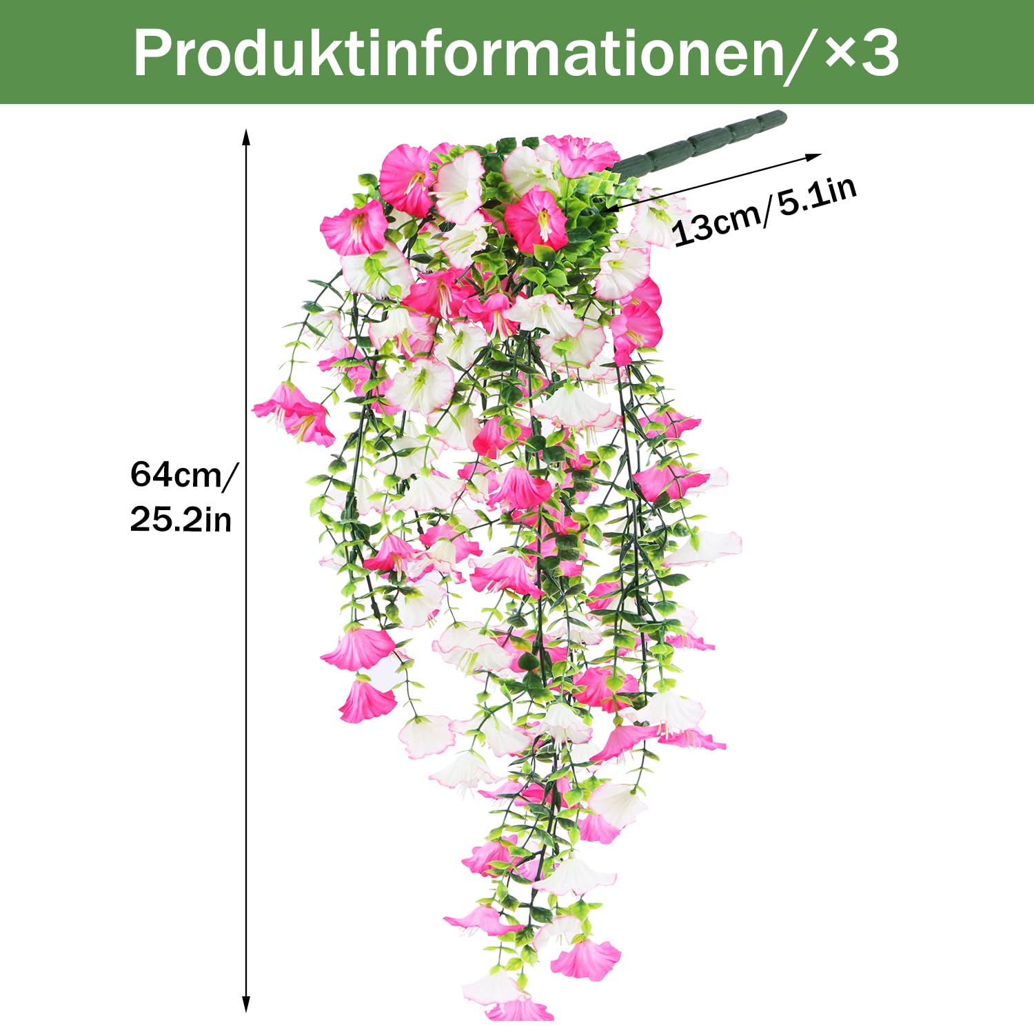 Fleurs Artificielles Suspendues Pétunias - Lot De 3, Plus De 77 Cm, Résistantes Aux UV Pour Extérieur - 13