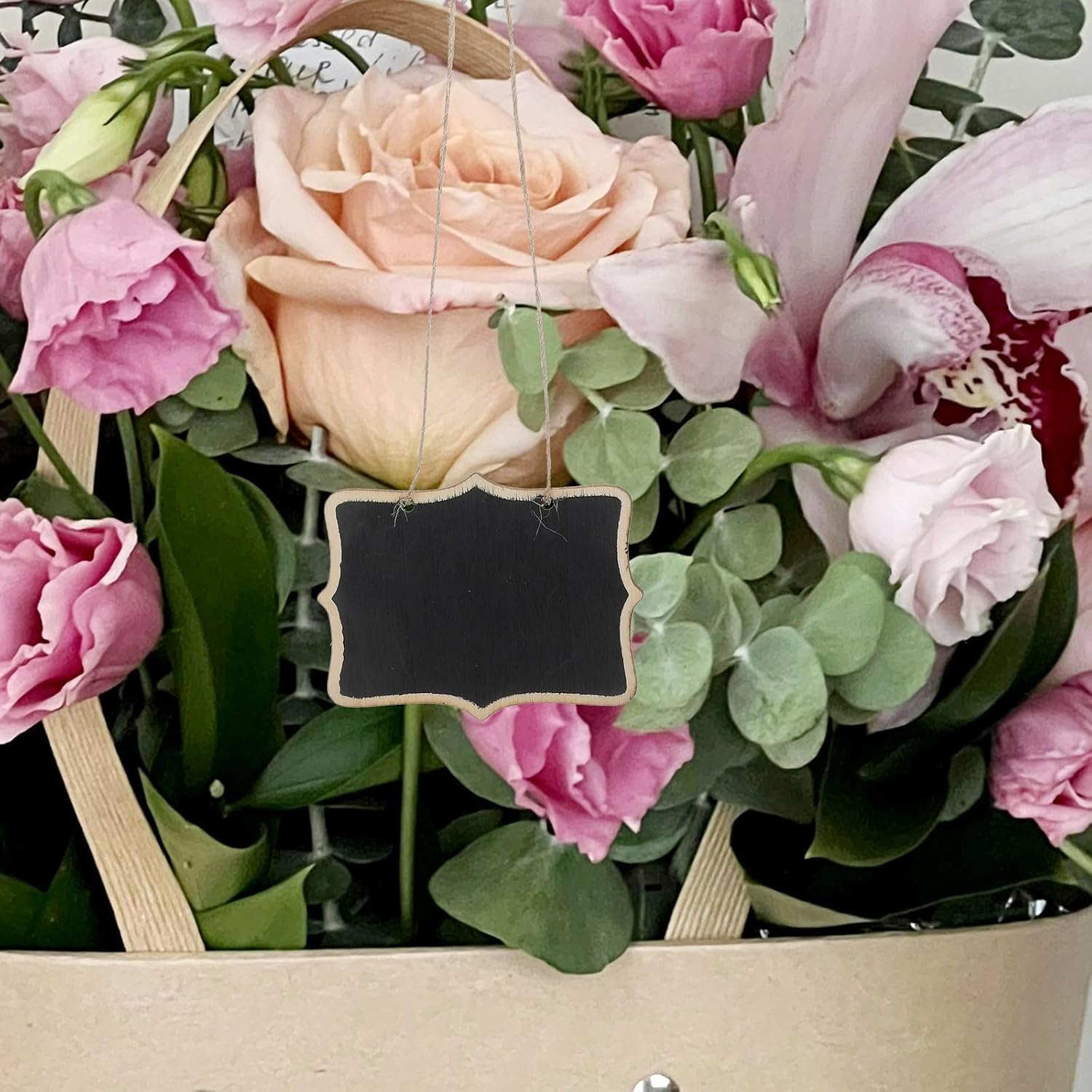 10pcs Mini Chalkboard Signs with Hanging Strings Wooden Double Sided