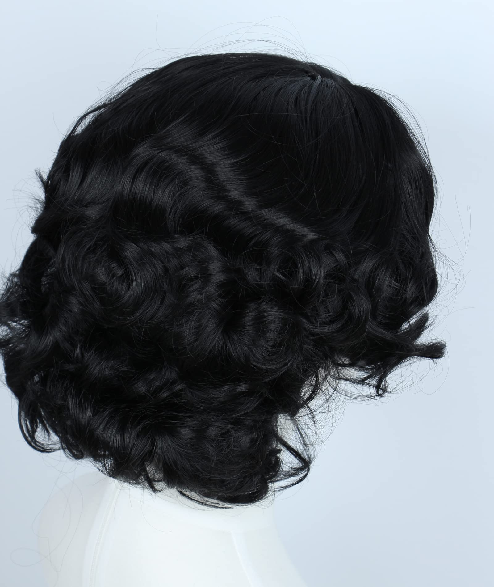 Linfairy Anime Cosplay Princess Wig Short Black Curly Hair Halloween Costume Full Wig for Women, Medium to Large - Image 4