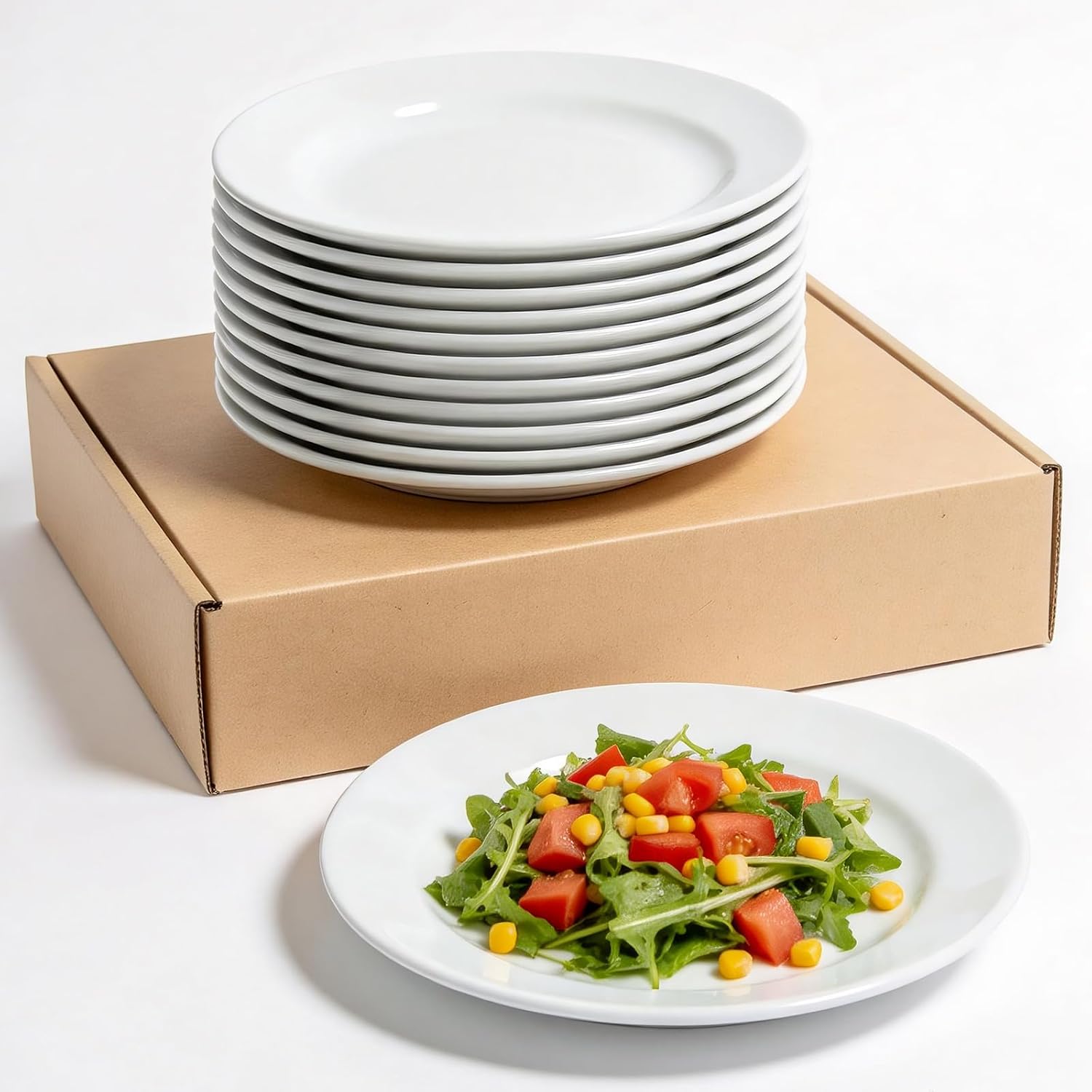 Appetizer Plates Set of 12, 5 Inch Small White Ceramic Dessert Plates, Ceramic Small Plates for Cake, Bread, Snack, Sauce, Salad, Microwave and Dishwasher Safe (5 inch, 12 pack)