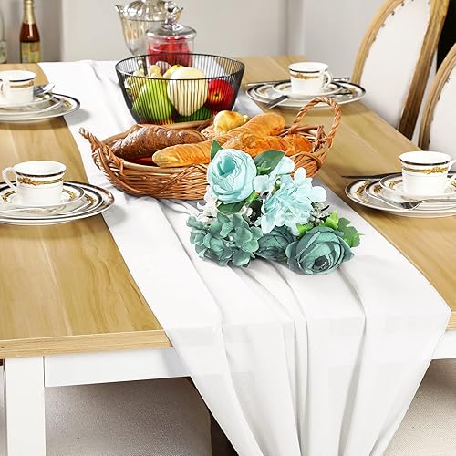 Miniatura 5 de Chumia Paquete de 24 caminos de mesa de gasa, románticos y traslúcidos, para decoración de bodas, despedidas de soltera, fiestas, 118 x 12 pulgadas