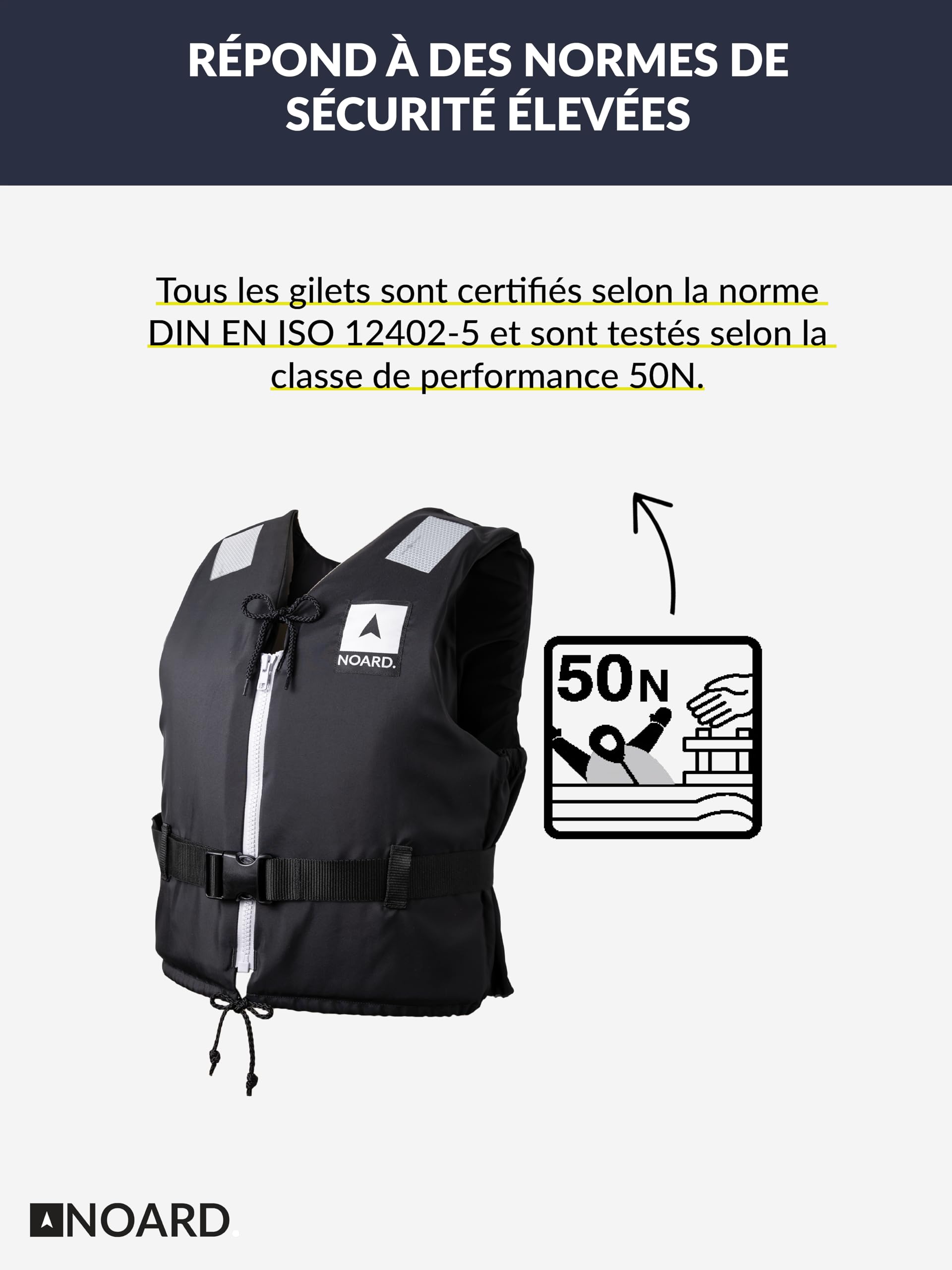 NOARD Gilet de Sauvetage pour Enfants - Seaside Orange - 10-120 kg - 100N de flottabilité - INCL. réflecteurs Solas & sifflet de signalisation