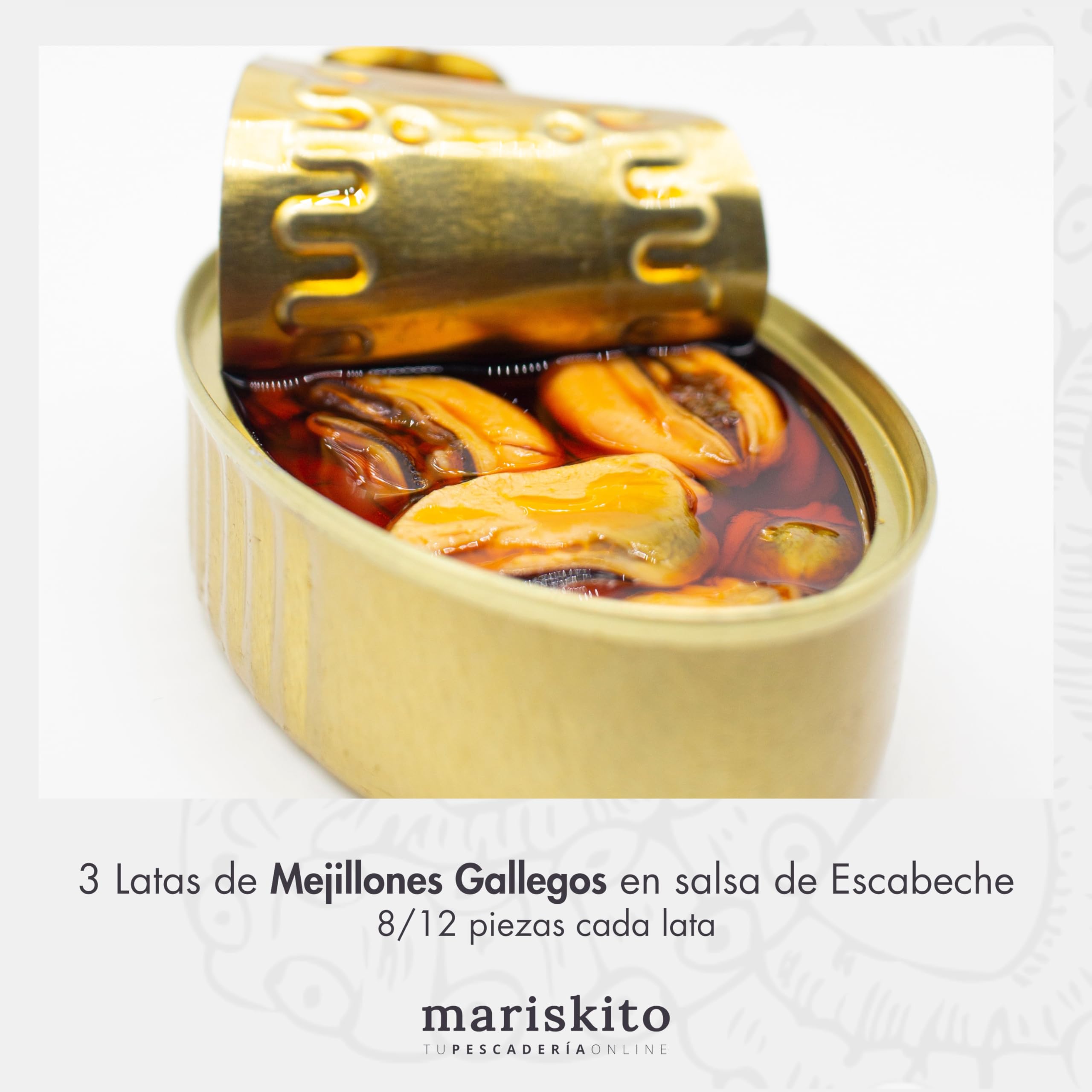 MARISKITO | Pack La Mar de Gourmet - 12 Conservas Gourmet - Latas de Conservas Gallegas - Caja Regalo - Lote de Productos Delicatessen