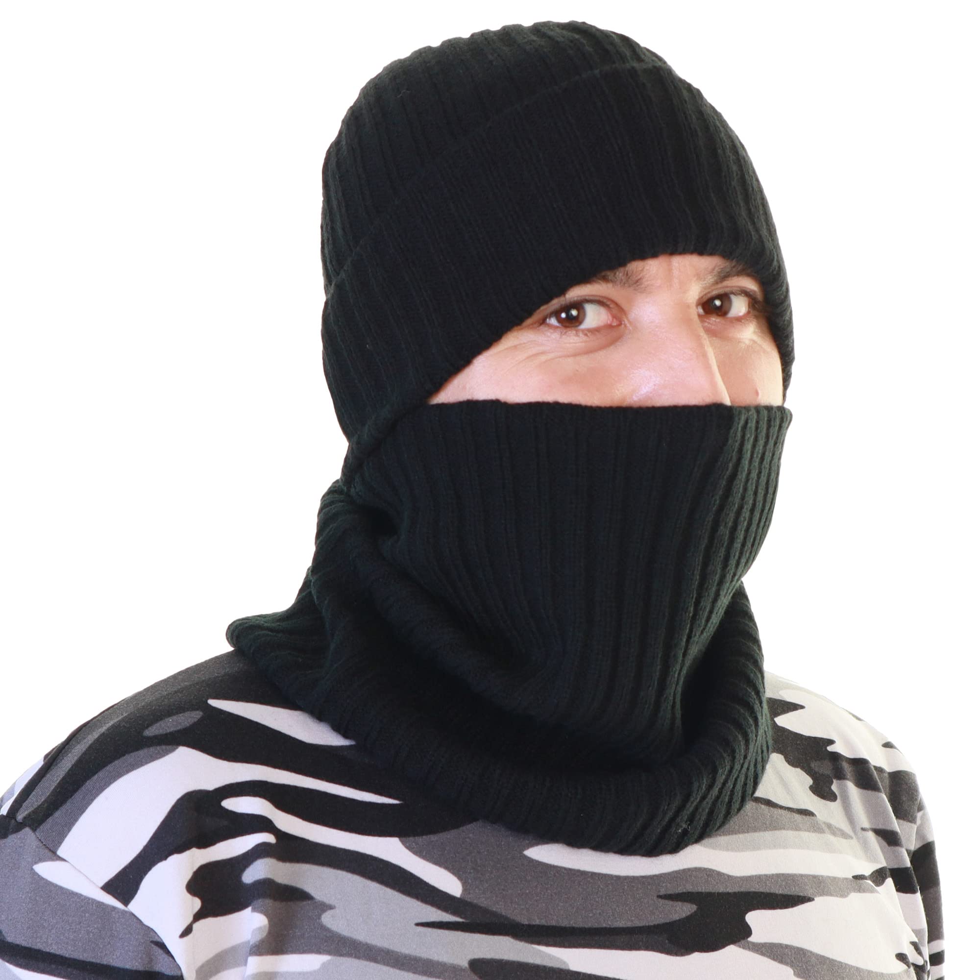 Swan Unisex Winter Warmth Black Knitted Balaclava Mask 6-Pack