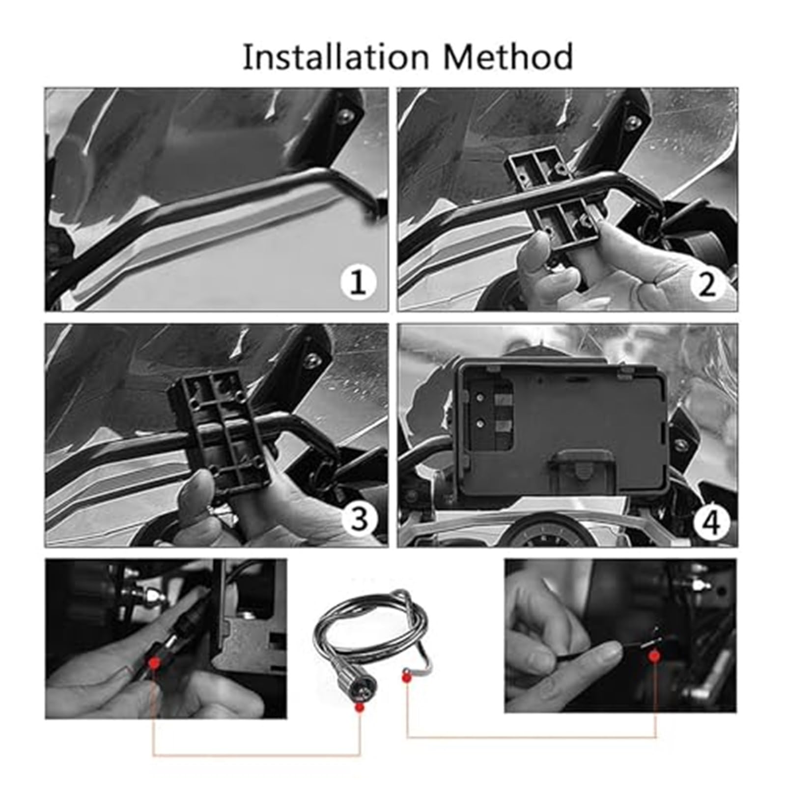 Uchwyt na telefon GPS Moto, do BMW, do R1200GS, do R1250GS LC 2013-2020 Motocykl Bezprzewodowe ładowanie GPS Uchwyt na telefon komórkowy Stojak nawigacyjny Uchwyt na telefon motocyklowy(BLACK