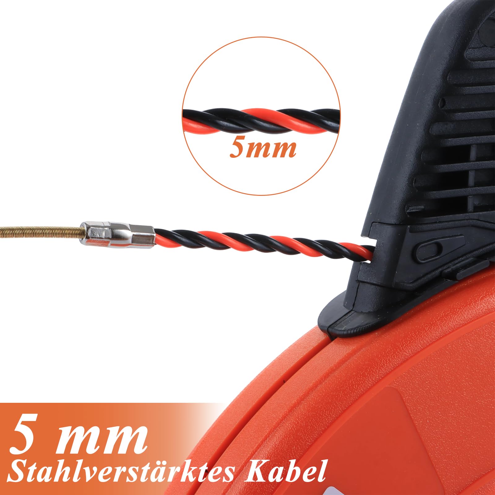 Kabeleinziehhilfe 50m 5mm Einziehspirale mit Einziehfeder