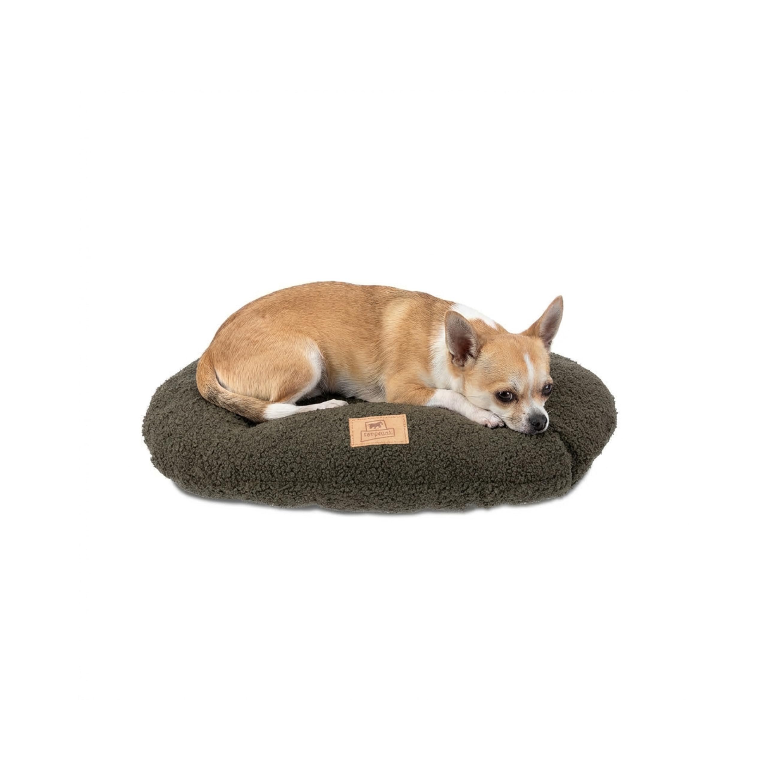 Ferplast Dog Bed Cushion for Small Dogs, Cat Bed, Washable Synthetic Bouclé Fabric, Soft Padding, 43 x 30 x h 3 cm. Green