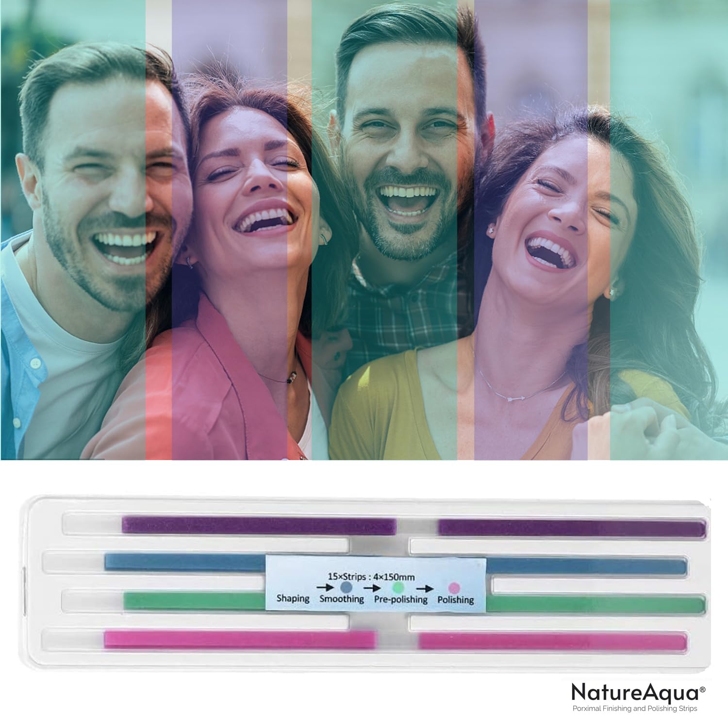 NatureAqua Papel de lija dental 4 mm tiras de pulido interdental 60 unidades