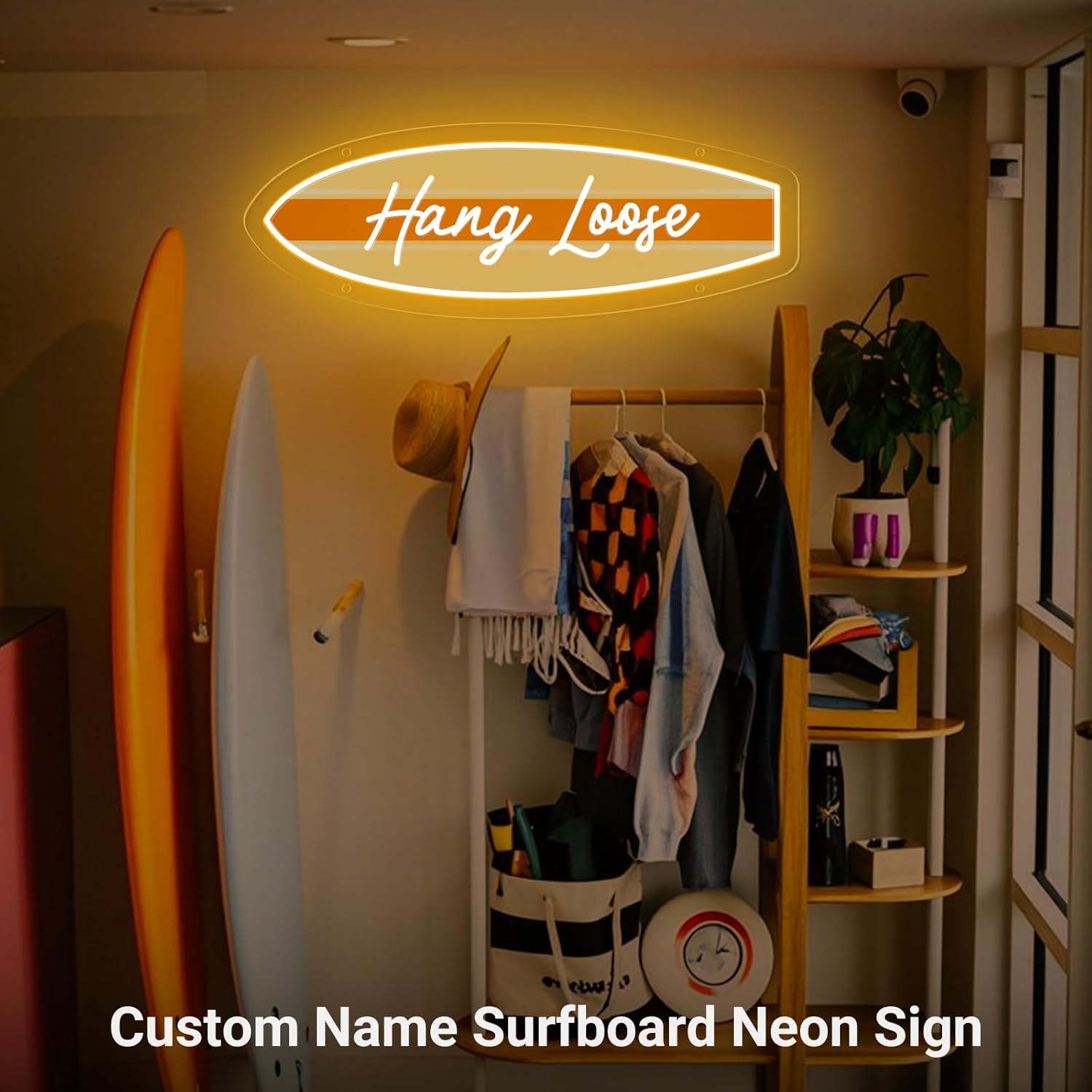 Custom Name Surfboard Neon Sign for Wall Decor, Personalized LED Surfboard Name Light for Surf Club Beach House Bar Patio Party Business Dorm Nursery Bedroom, Outdoor Waterproof Surf Gift for Surfers