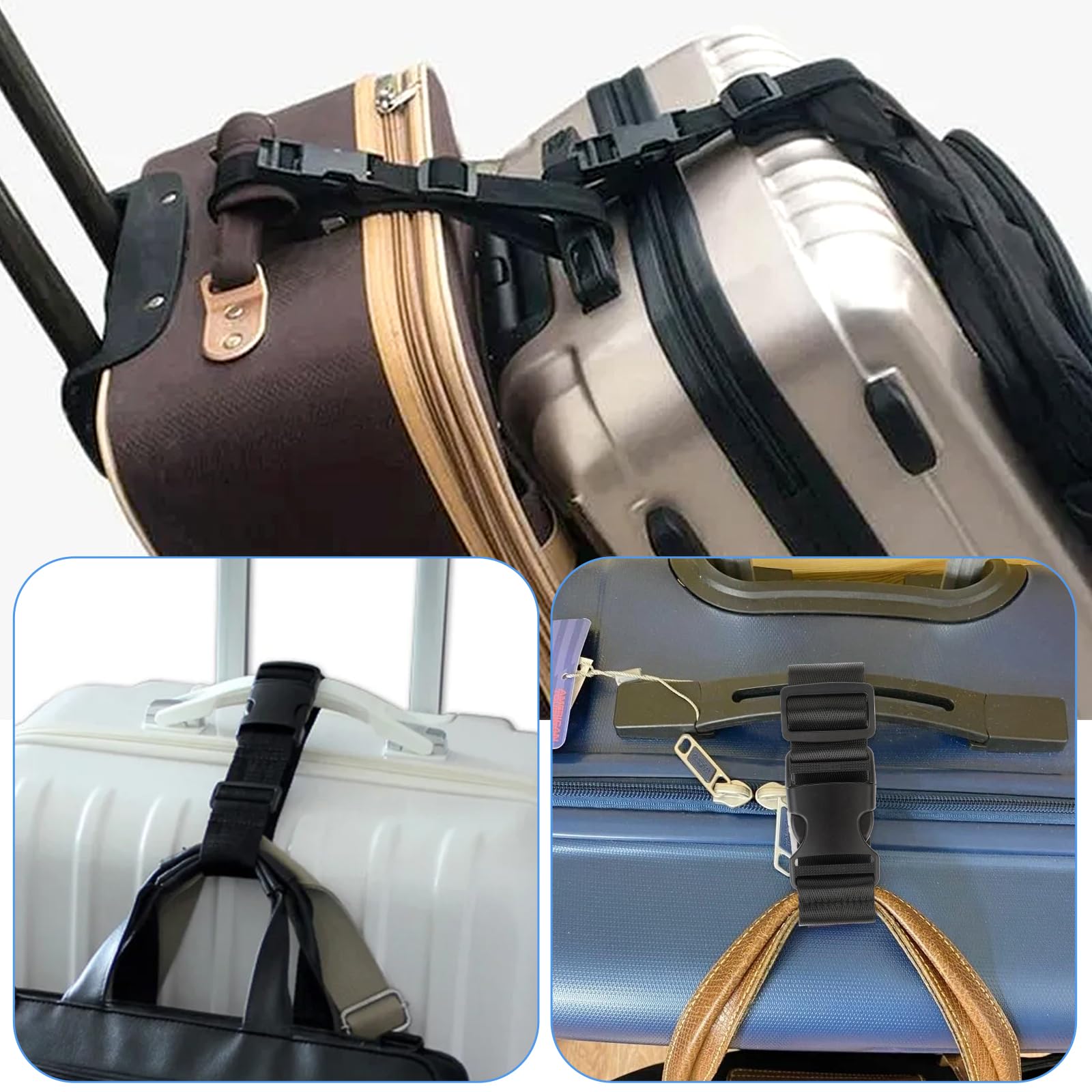 PH PandaHall Verstelbare Bagageriemen, Nylon Reistas Riem Zwarte Reistas Bungee Elastische Riem Met Zijsluiting Gesp Voor Voeg Een Tas Bagage Koffer School Reisaccessoires