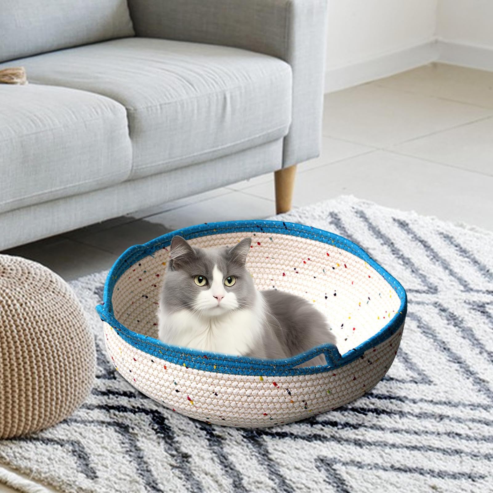 PawHut Cuccia Per Gatti, Cesta Per Gatti Adulti Fino 4.5kg, Cesta In