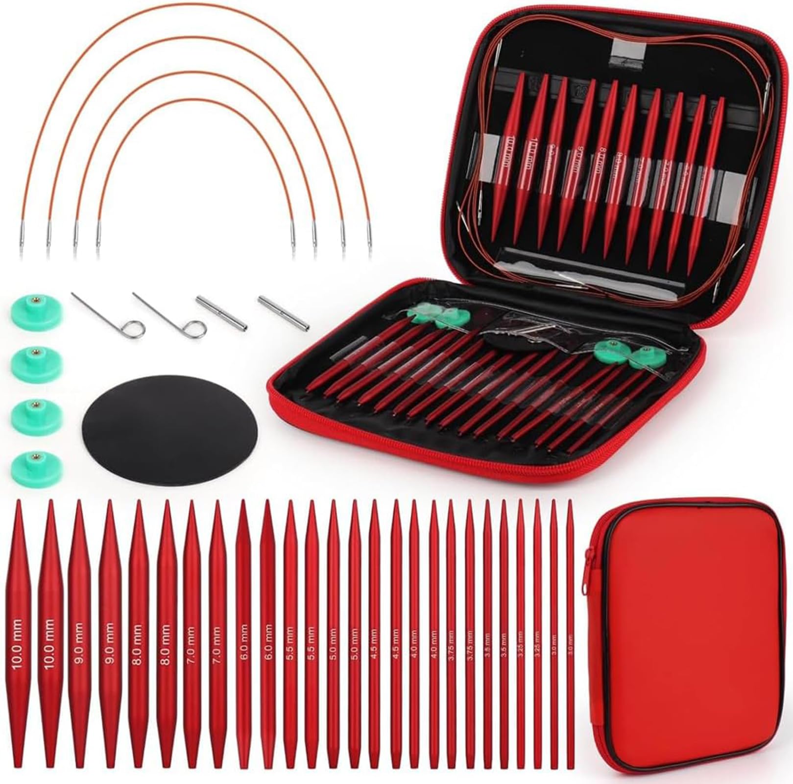 Leopacat Interchangeable Circular Knitting Needles Set,13 Pairs 3mm-10mm