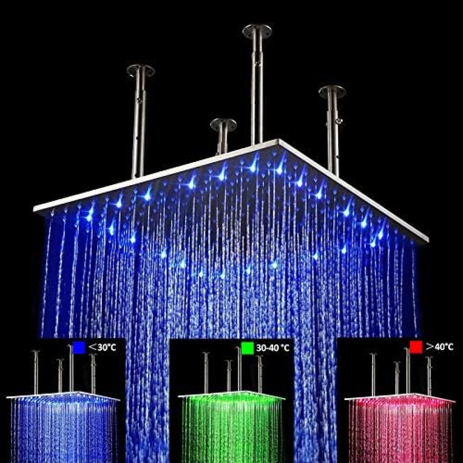 Pomme de douche effet de pluie carrée 20 pouces chrome de bain