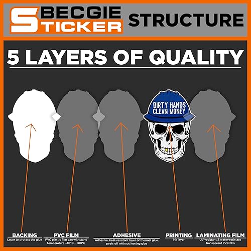 Miniatura 6 de Paquete de 3 calcomanías de vinilo con diseño de calavera mecánica de calavera de 2 pulgadas para caja de herramientas, botella de agua, laptop,