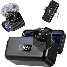 Wireless Lavalier Microphones for iPhone/Android, 25H Battery Life Mini Mic