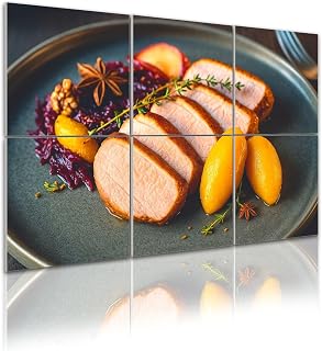 Kanworse 6 Pack Art Acoustic Panels Pork Loin Red Cabbage Potatoes Decorative Sound Absorbing Wall Panels 72"x48" Noise Canceling Soundproof Padding Room Decor for Office