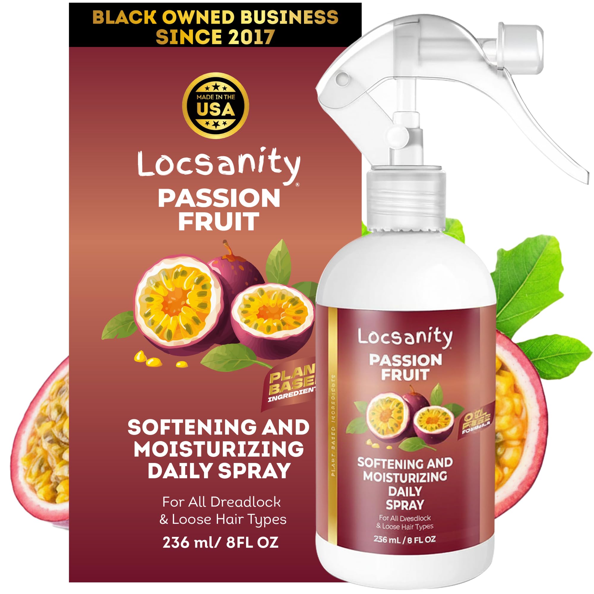 Locsanity Daily Moisturising Spray for Dreadlocks - Passion Fruit Hair Scalp Moisturiser - Controlled Frizz